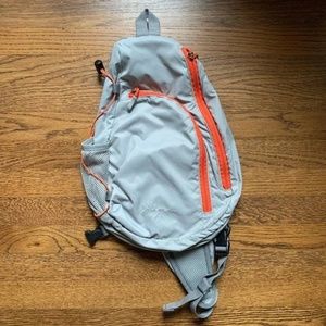 Eddie Bauer Ripstop Nylon Backpack Sling Messenger Bag Unisex Gray & Orange